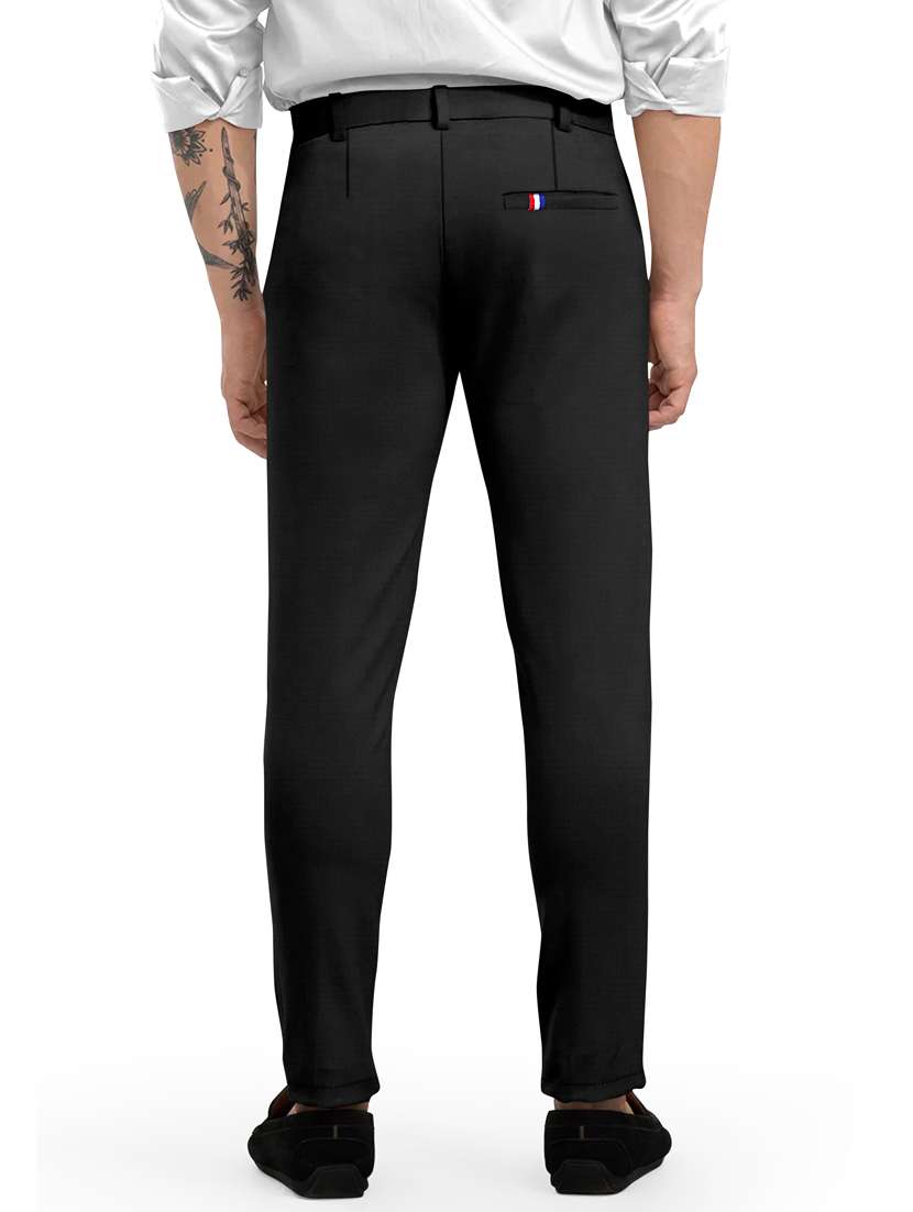 black solid chinos ankle length casual trouser - 20133375 -  Standard Image - 2