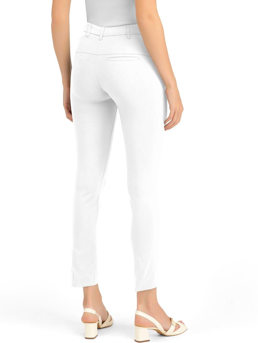 white solid mid rise ankle length trouser - 20133393 - Standard Image - 2