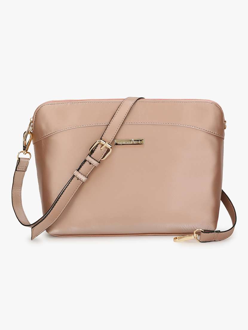pink leatherette regular sling bag