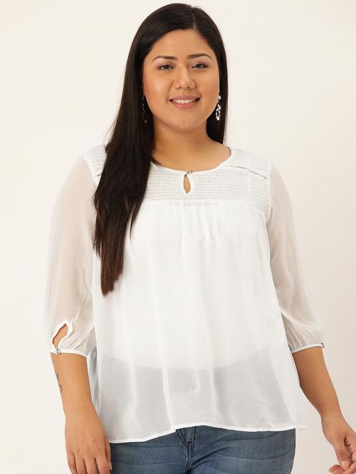 women's a line key hole neck top - 20133505 -  Standard Image - 0