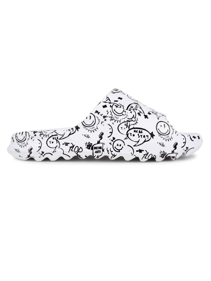 white rubber slip on flip flops - 20133614 - Standard Image - 2