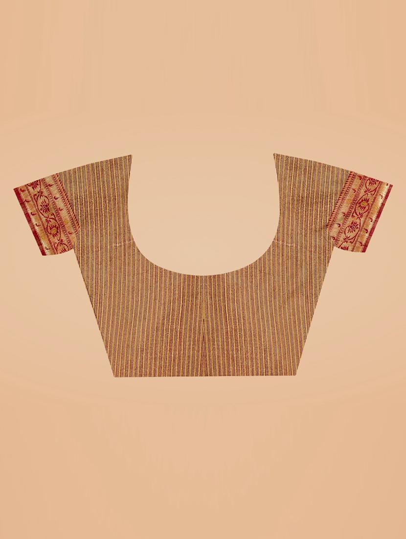 maroon cotton blend banarasi saree with blouse - 20133801 - Standard Image - 2