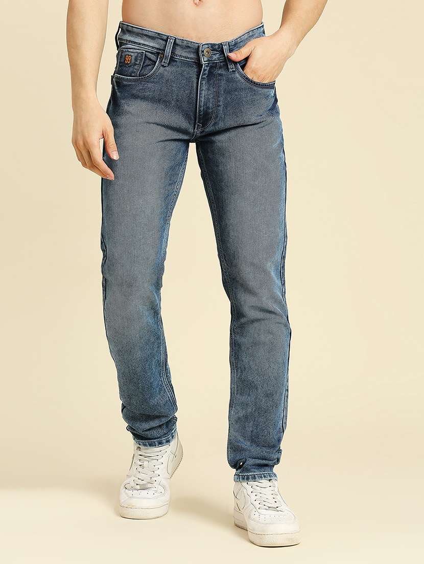 mens relaxed fit plain jeans