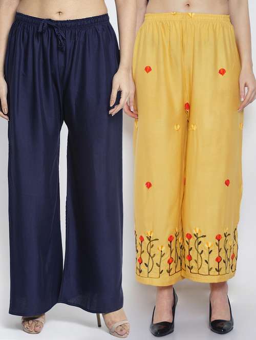 pack of 2 solid flared palazzo - 20135158 -  Standard Image - 0