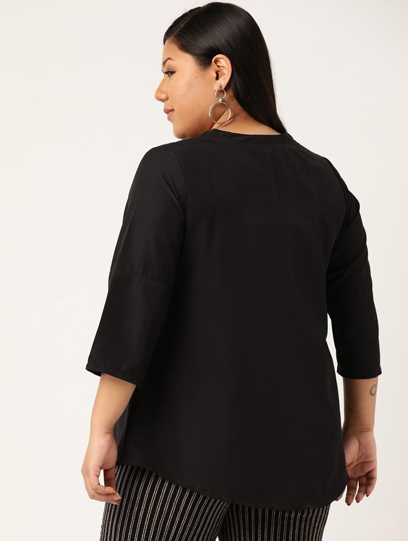 women's a line round neck top - 20135371 - Standard Image - 2