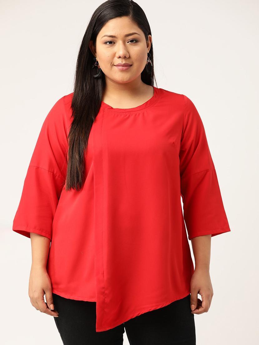 women's asymmetric round neck top - 20135374 -  Zoom Image - 0