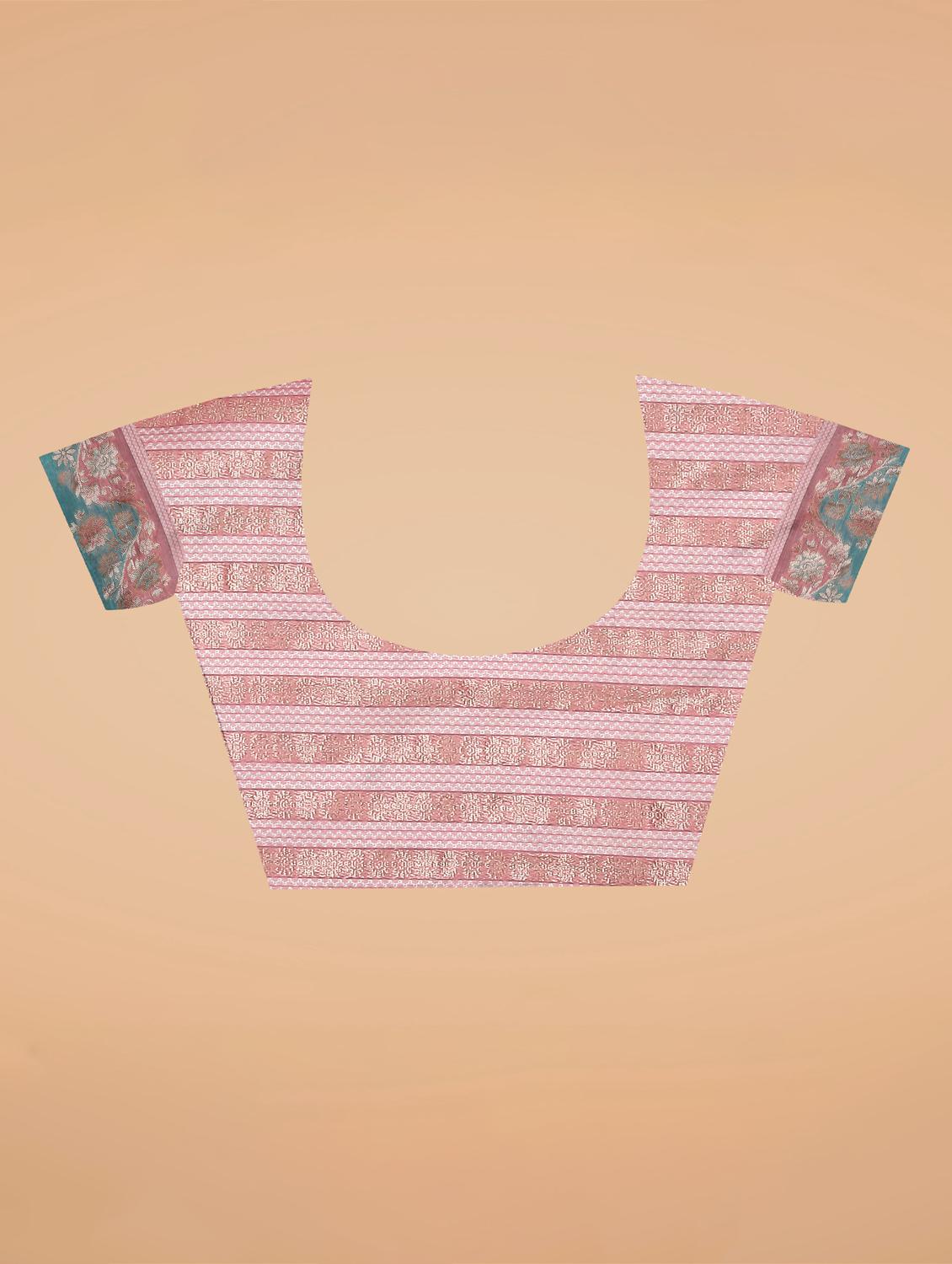 light blue self design woven saree with blouse - 20135418 - Standard Image - 2