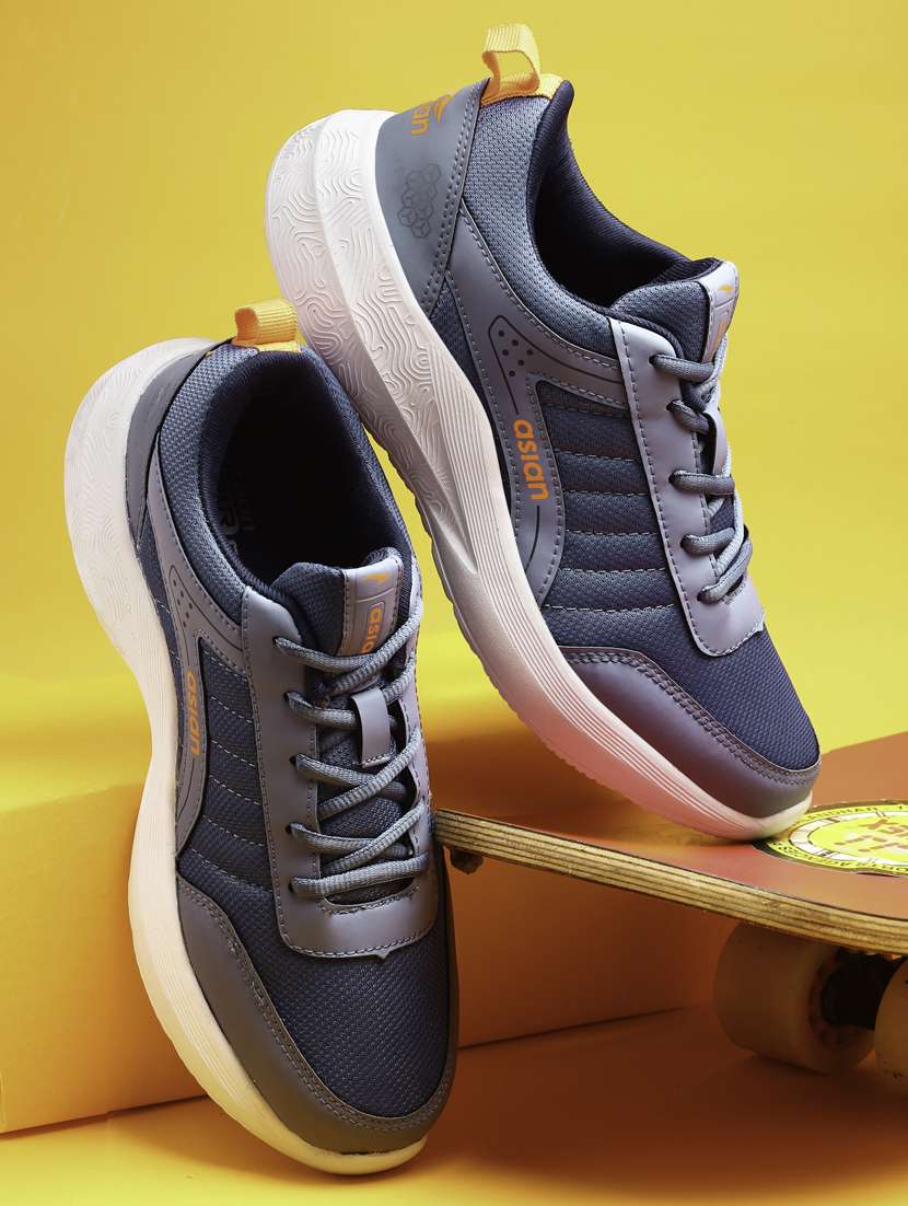 blue lace up sport shoes