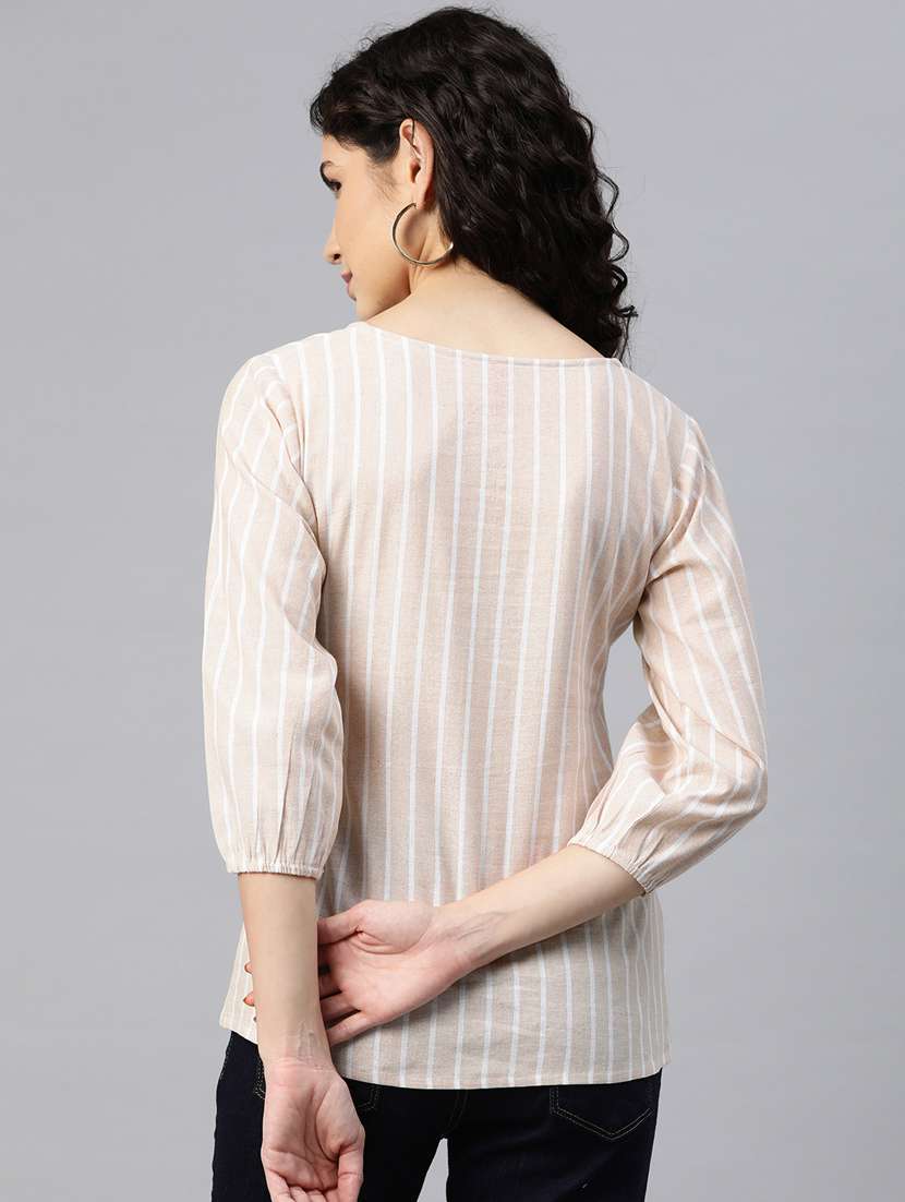 women's straight tie-up neck top - 20135565 -  Standard Image - 2