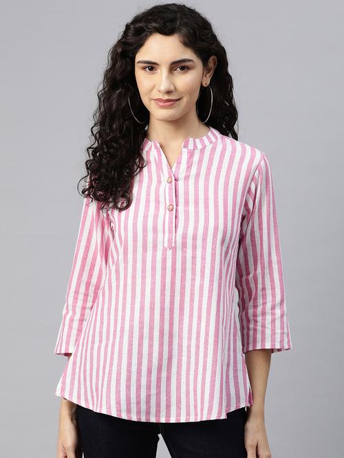 women's a line mandarin neck top - 20135569 - Standard Image - 0