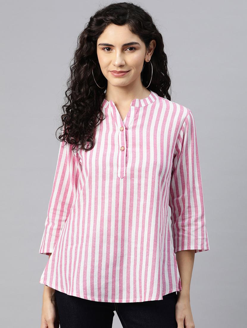 women's a line mandarin neck top - 20135569 - Zoom Image - 0