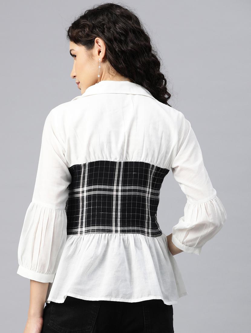 women's peplum collared top - 20135579 - Standard Image - 2