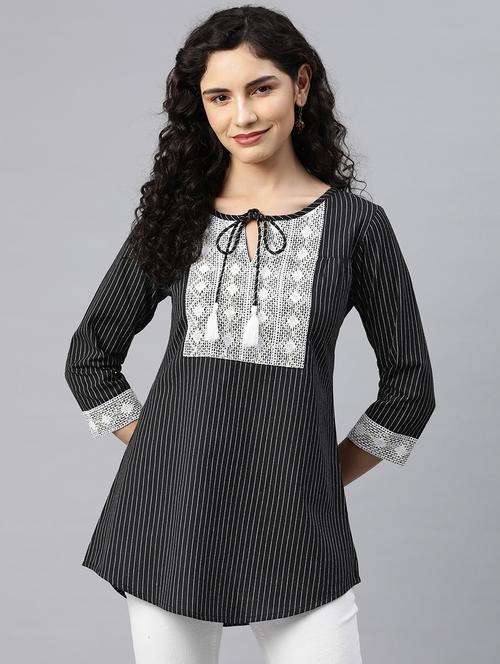 women's a line tie-up neck top - 20135580 -  Standard Image - 0