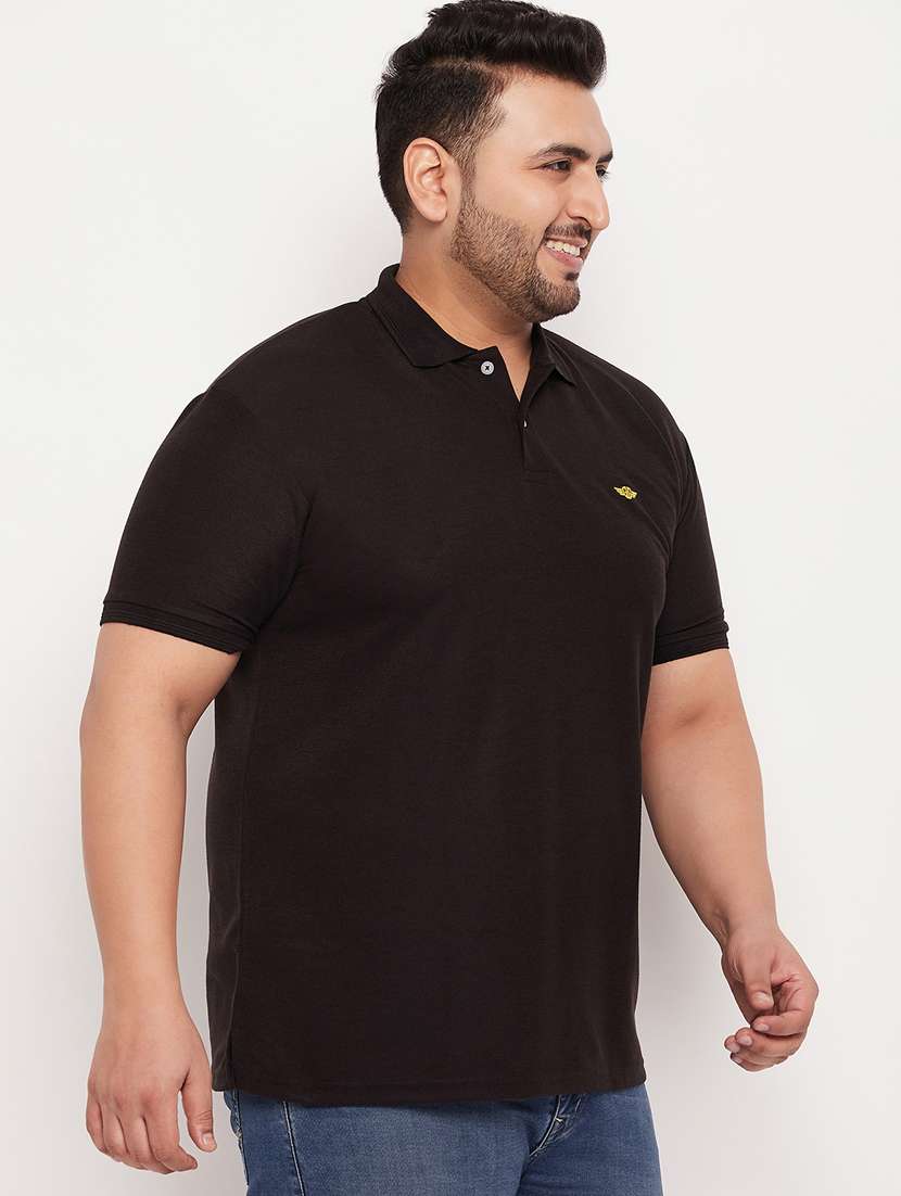 men plus size solid polo neck t-shirt