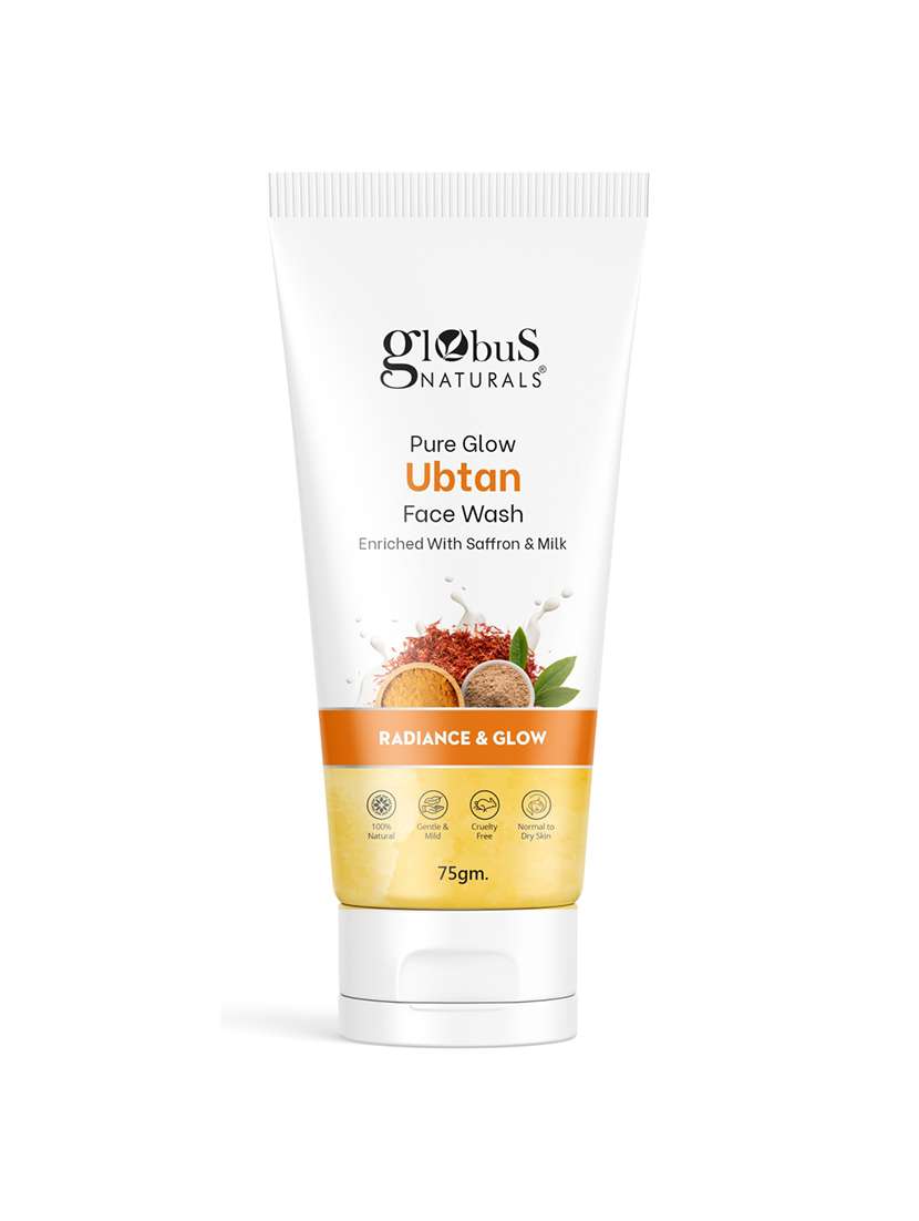 globus naturals pure glow ubtan face wash, enriched with saffron & milk, 75 gm