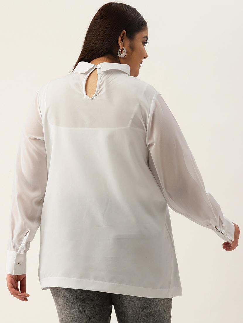 women's straight collared top - 20136717 - Standard Image - 2