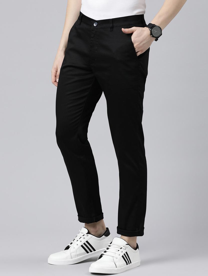 black solid chinos casual trouser - 20136831 - Standard Image - 2