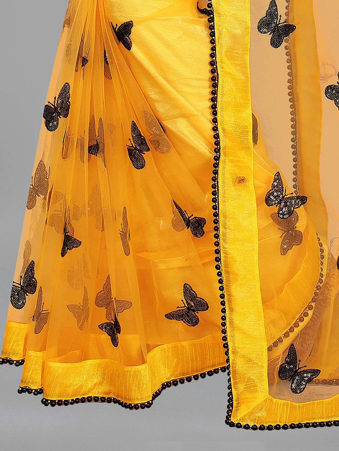 yellow embellished woven saree with blouse - 20136917 -  Standard Image - 2
