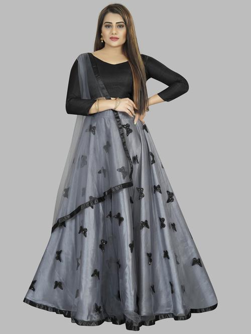 women grey flared lehenga - 20136929 -  Standard Image - 0