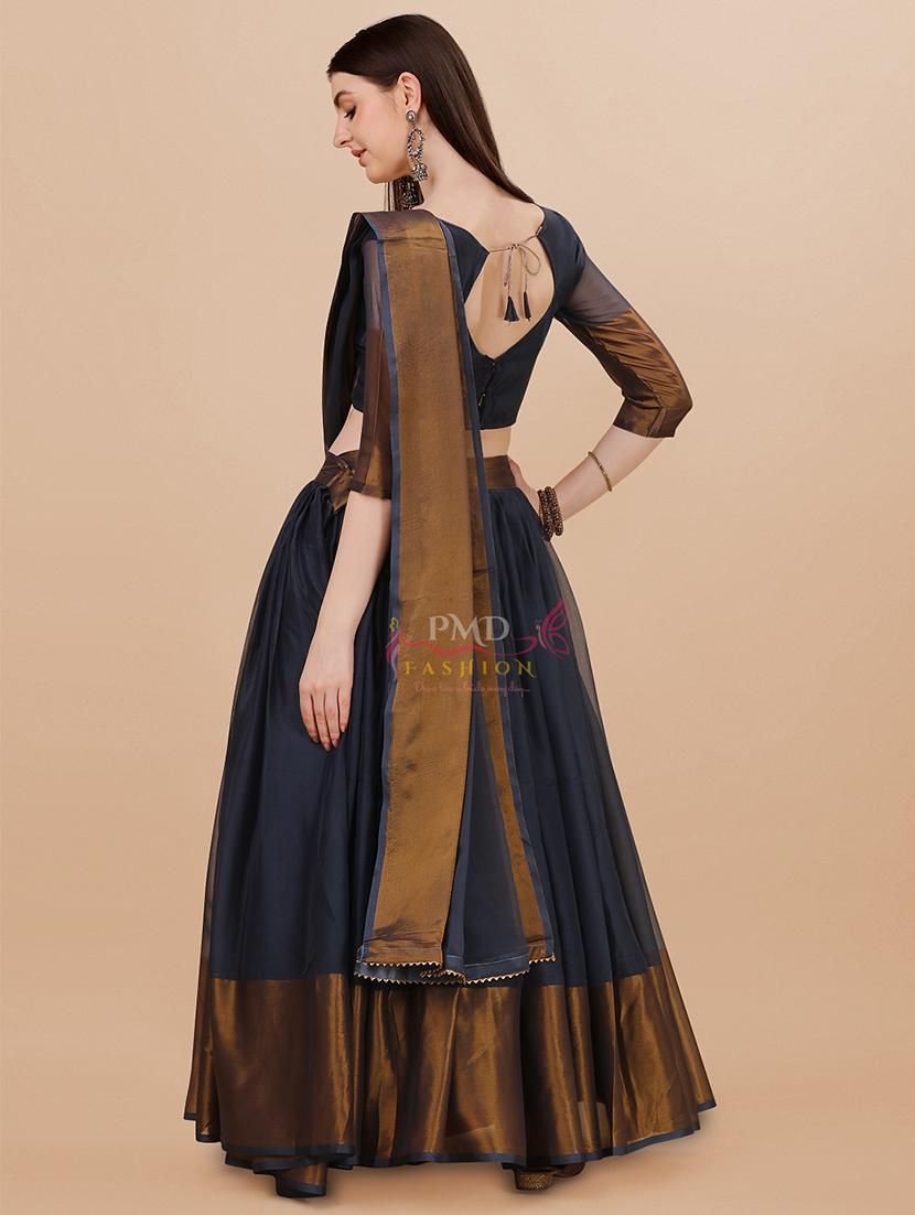 women grey flared lehenga - 20136938 - Standard Image - 2