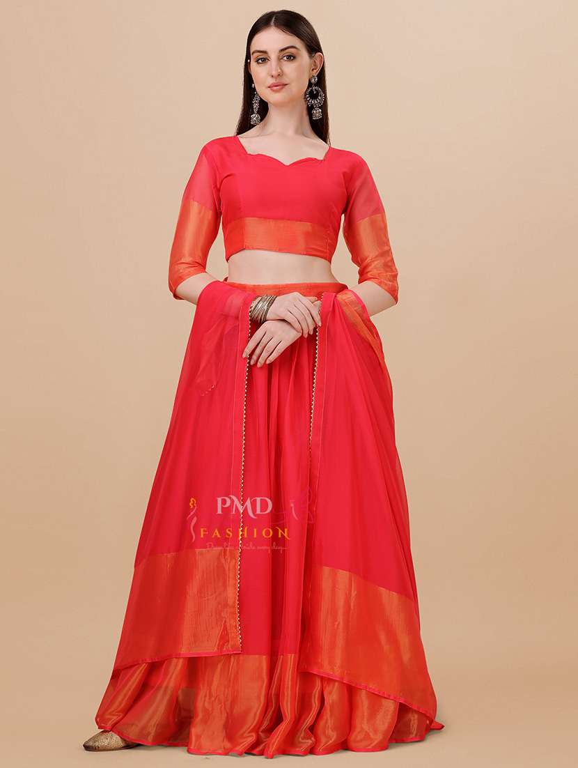women pink flared lehenga