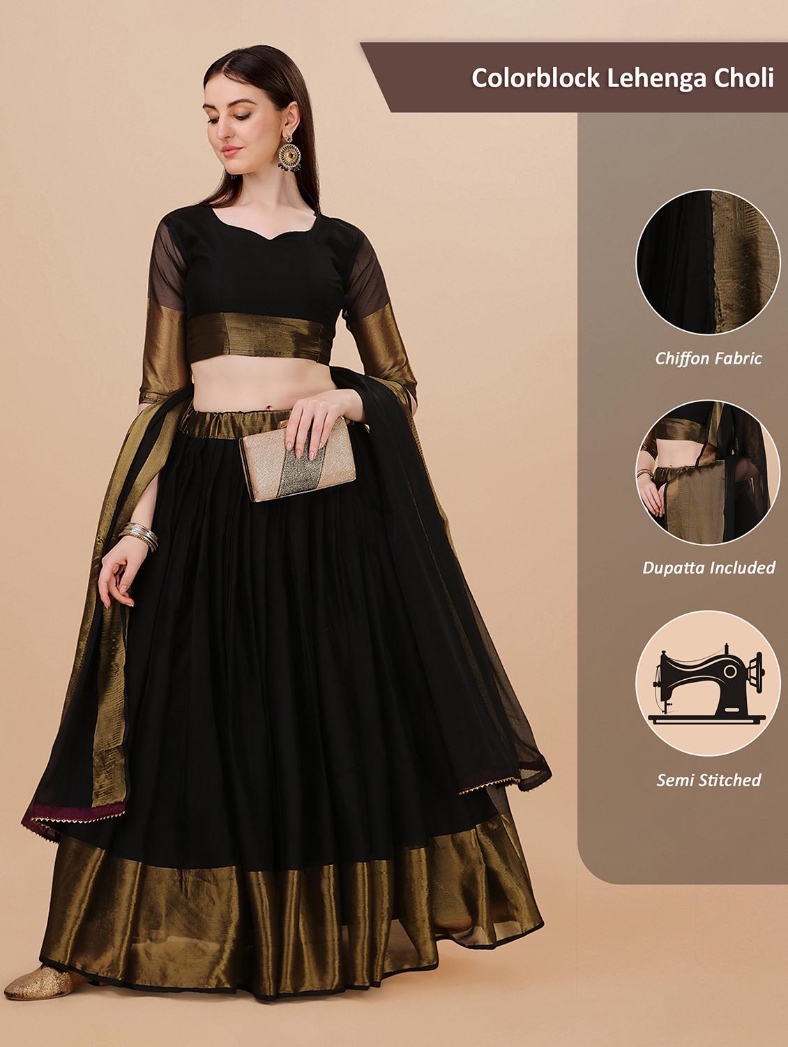 zari work semi-stitched lehenga choli with dupatta - 20136940 - Standard Image - 2