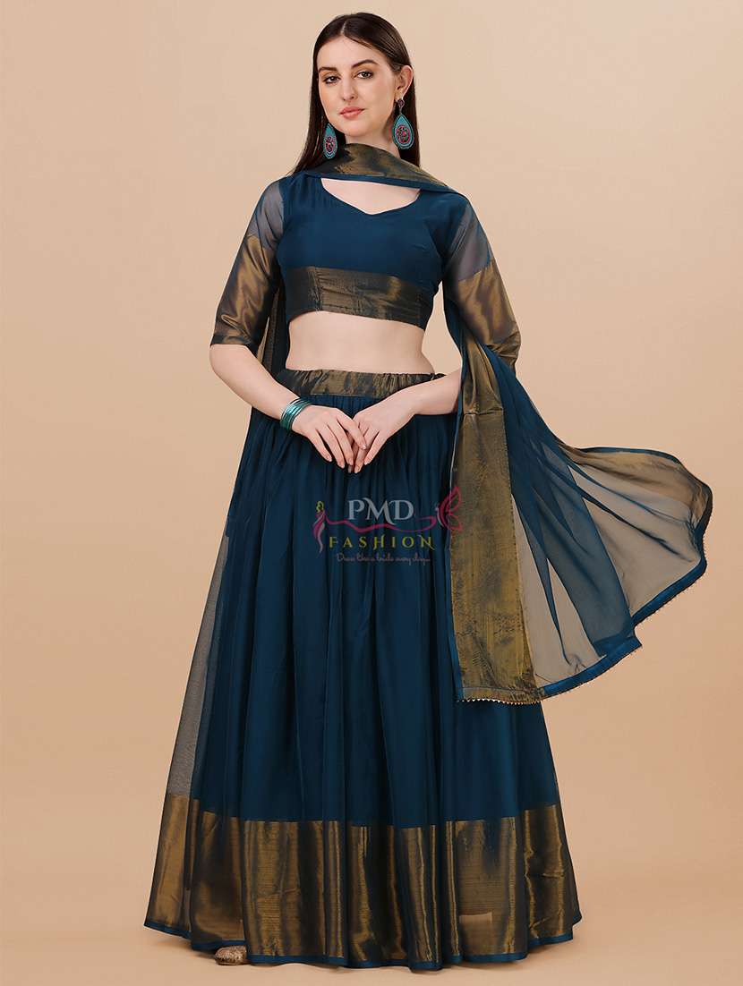 zari work semi-stitched lehenga choli with dupatta 