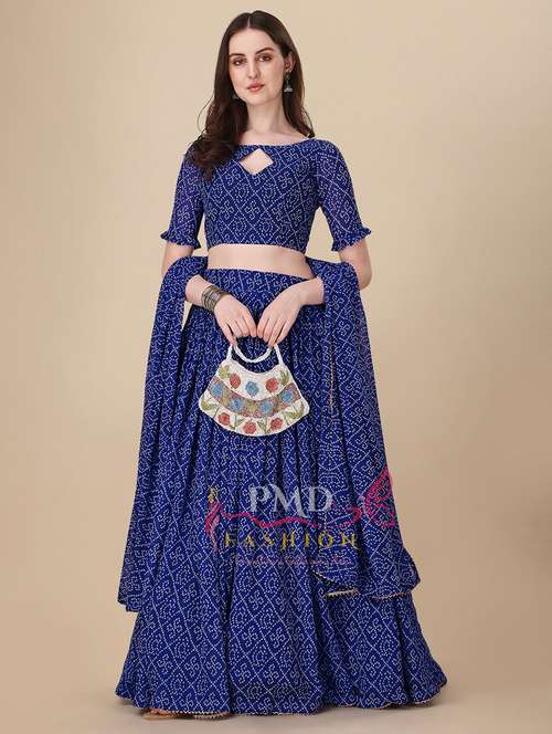 bandhani printed lehenga choli with dupatta - 20136993 - Standard Image - 0