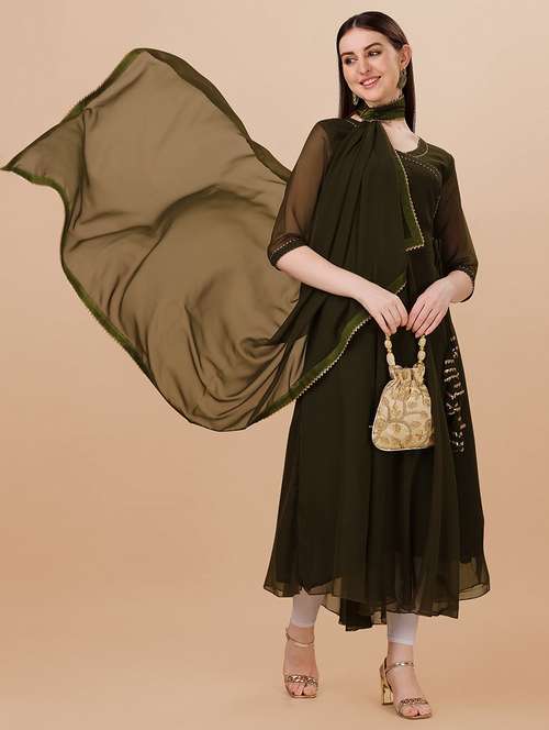 women solid kurta dupatta set - 20137027 - Standard Image - 0
