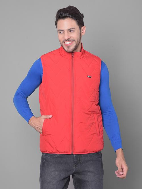 red solid casual jacket - 20137410 - Standard Image - 0