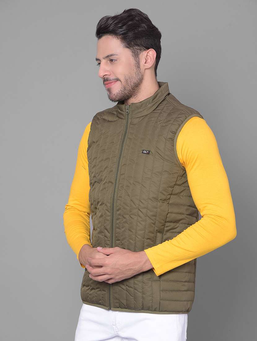 men solid sleeveless quilted jacket - 20137412 - Standard Image - 2