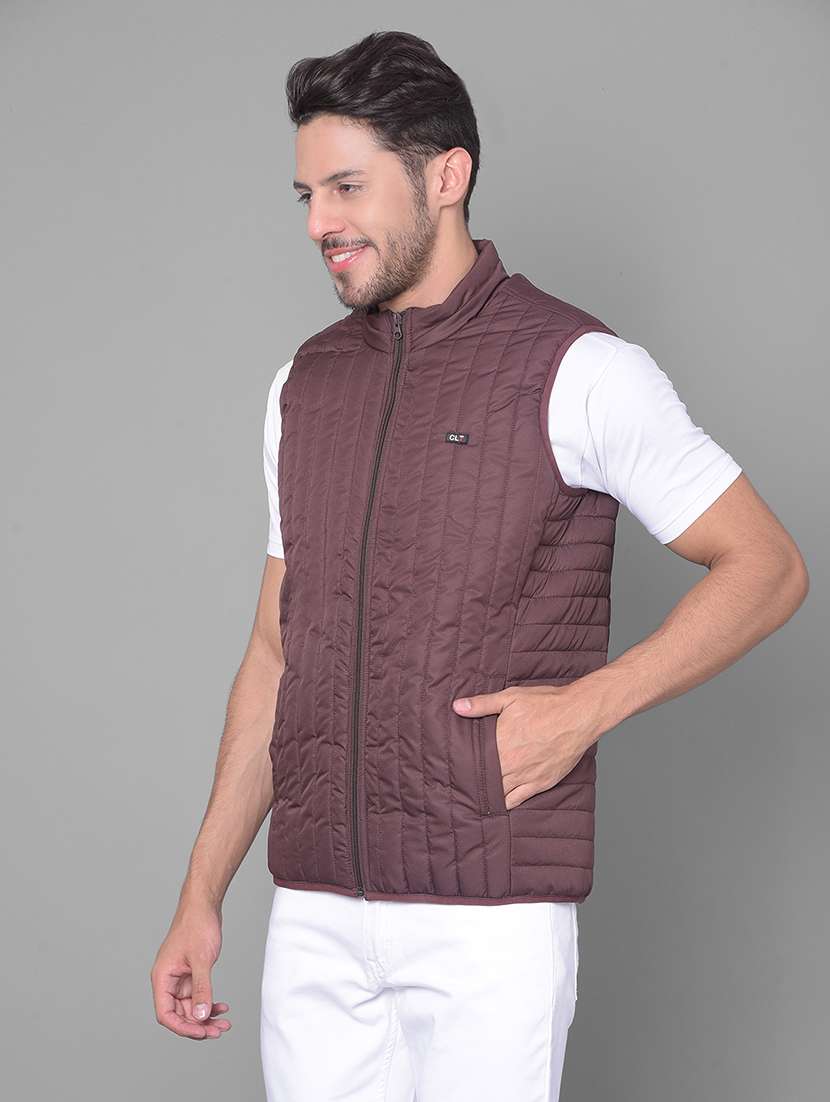 men solid sleeveless quilted jacket - 20137413 -  Standard Image - 2