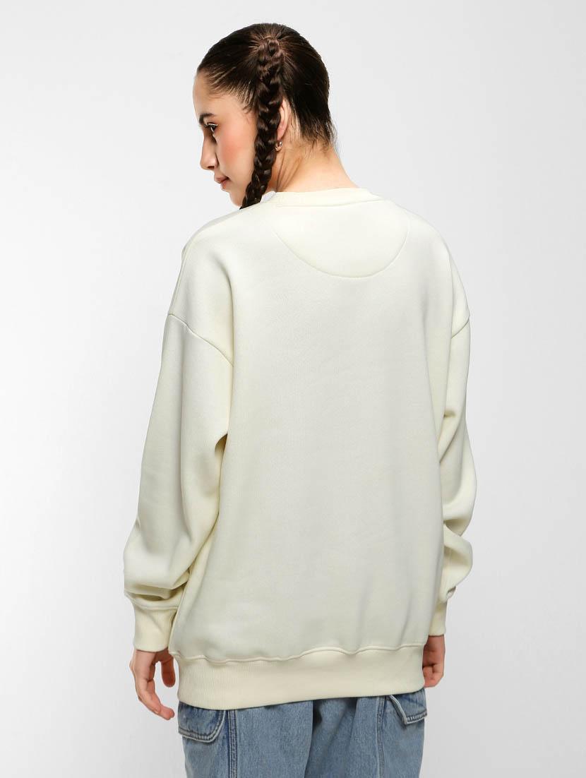 white solid round neck sweatshirt - 20145857 - Standard Image - 2