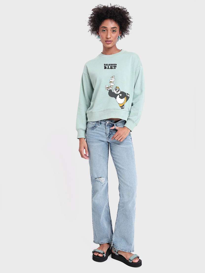 light blue solid long sleeve sweatshirt - 20145891 - Standard Image - 2