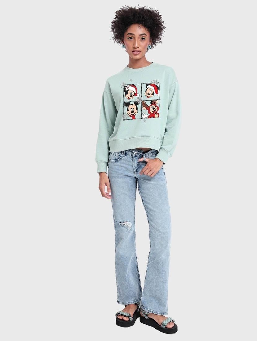 light blue printed long sleeve sweatshirt - 20145896 - Standard Image - 2
