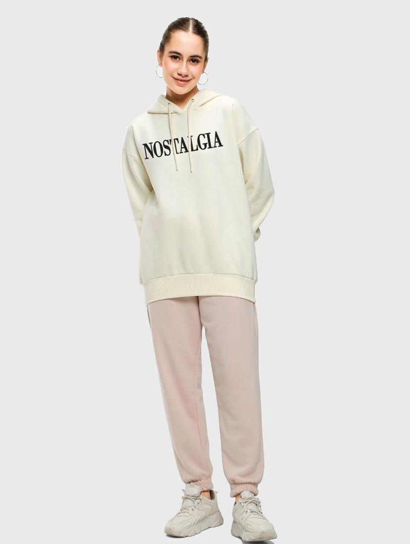 off white solid long sleeve hooded sweatshirt - 20145903 - Standard Image - 2