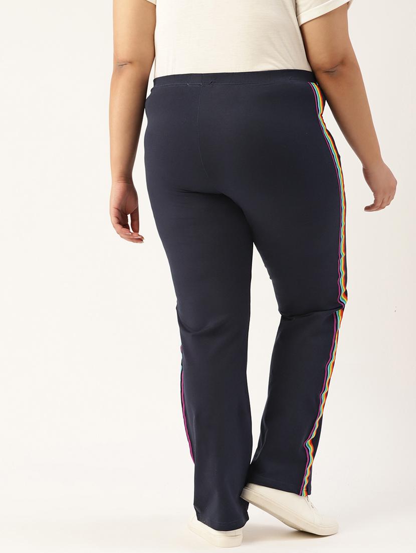 navy blue side striped full length trouser - 20148610 - Standard Image - 2