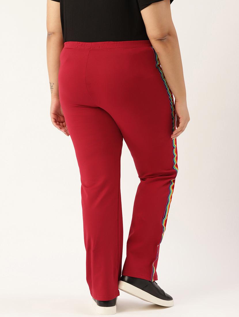plus size red side striped full length trouser - 20148614 - Standard Image - 2