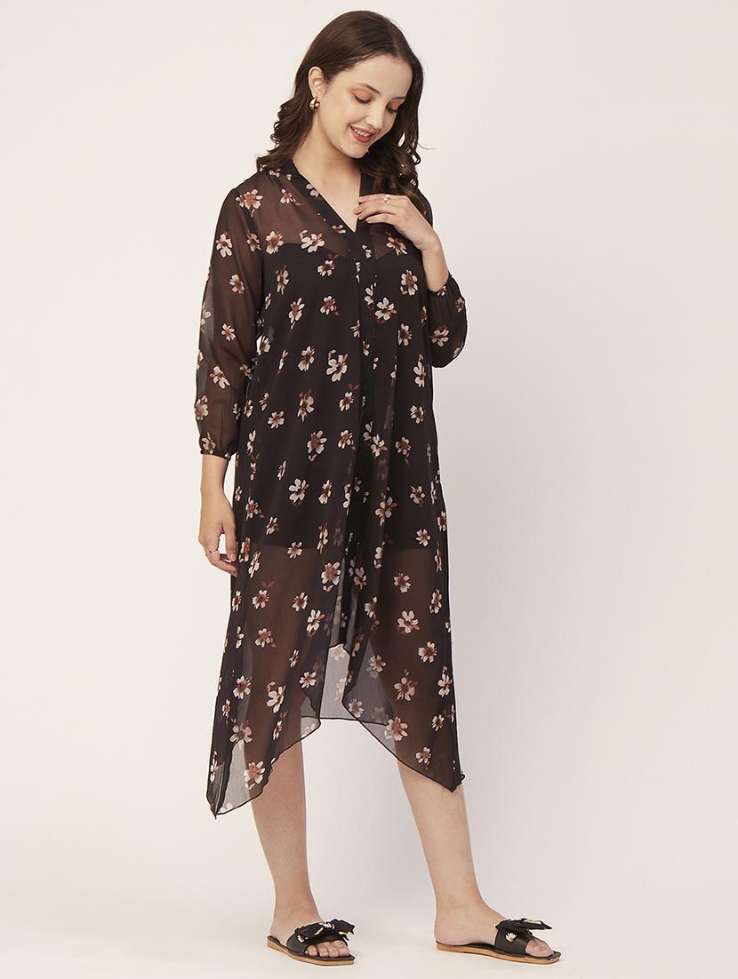 women's asymmetric floral dress - 20148624 - Standard Image - 2