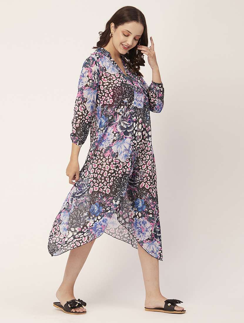 women's asymmetric floral dress - 20148625 -  Standard Image - 2