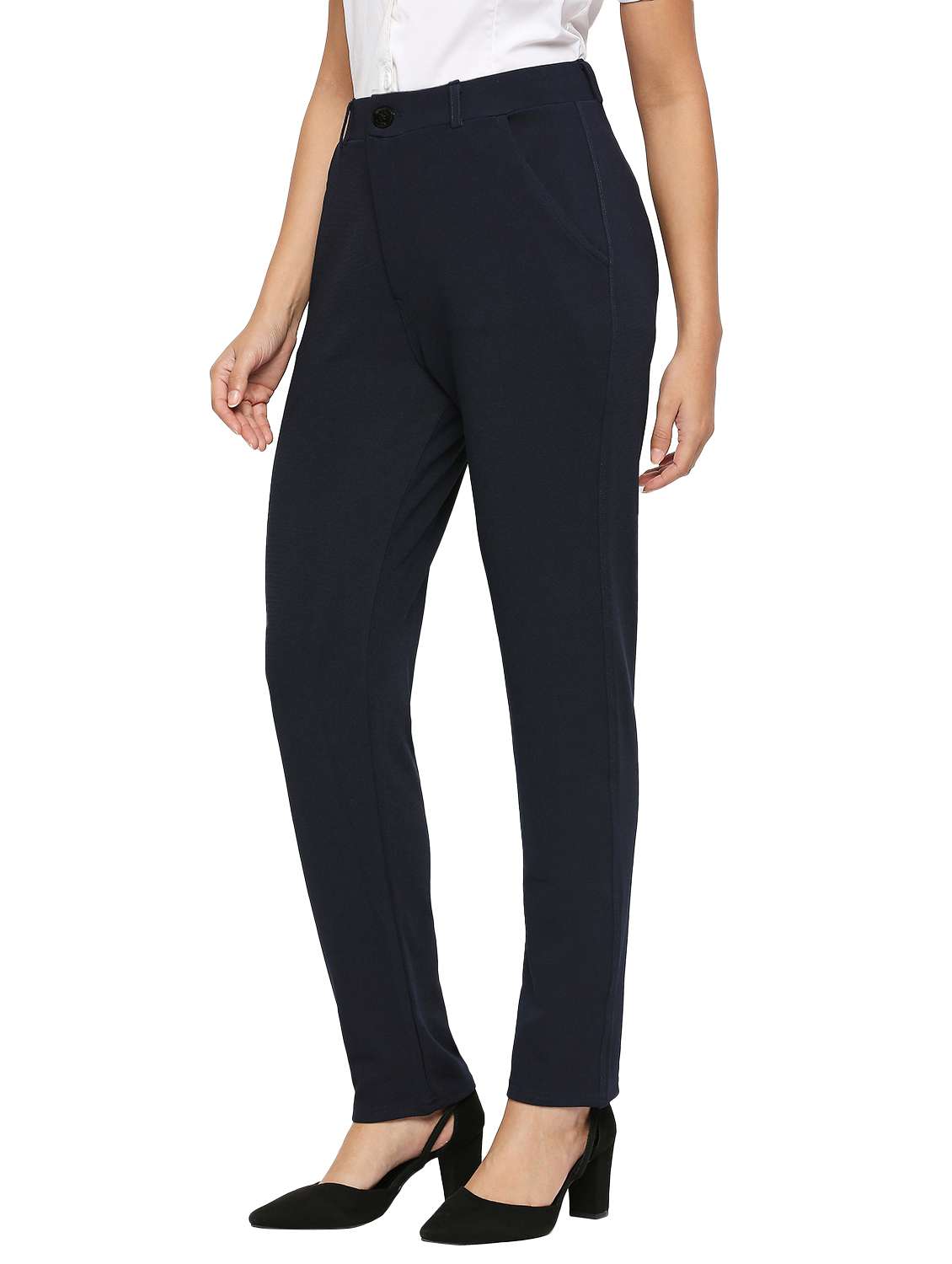 solid flat front slim fit trouser  - 20148642 -  Standard Image - 2