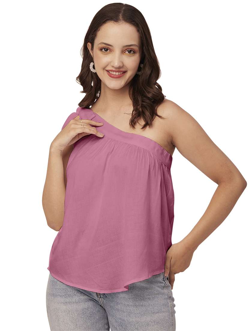 women's straight single shoulder top - 20148984 - Zoom Image - 0