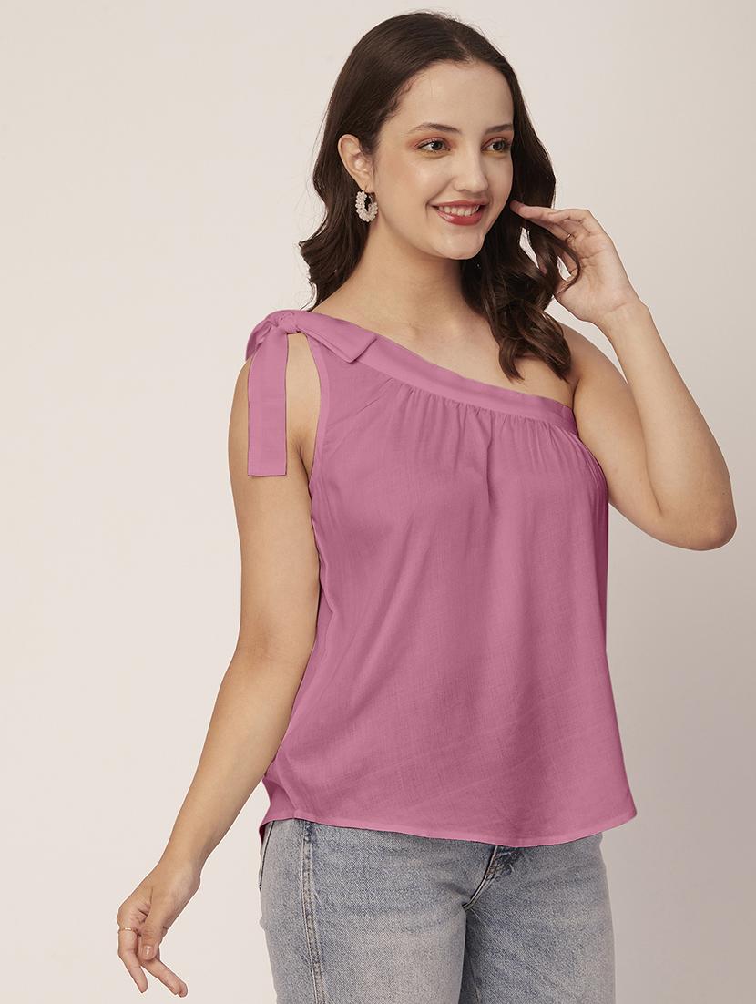 women's straight single shoulder top - 20148984 - Standard Image - 2