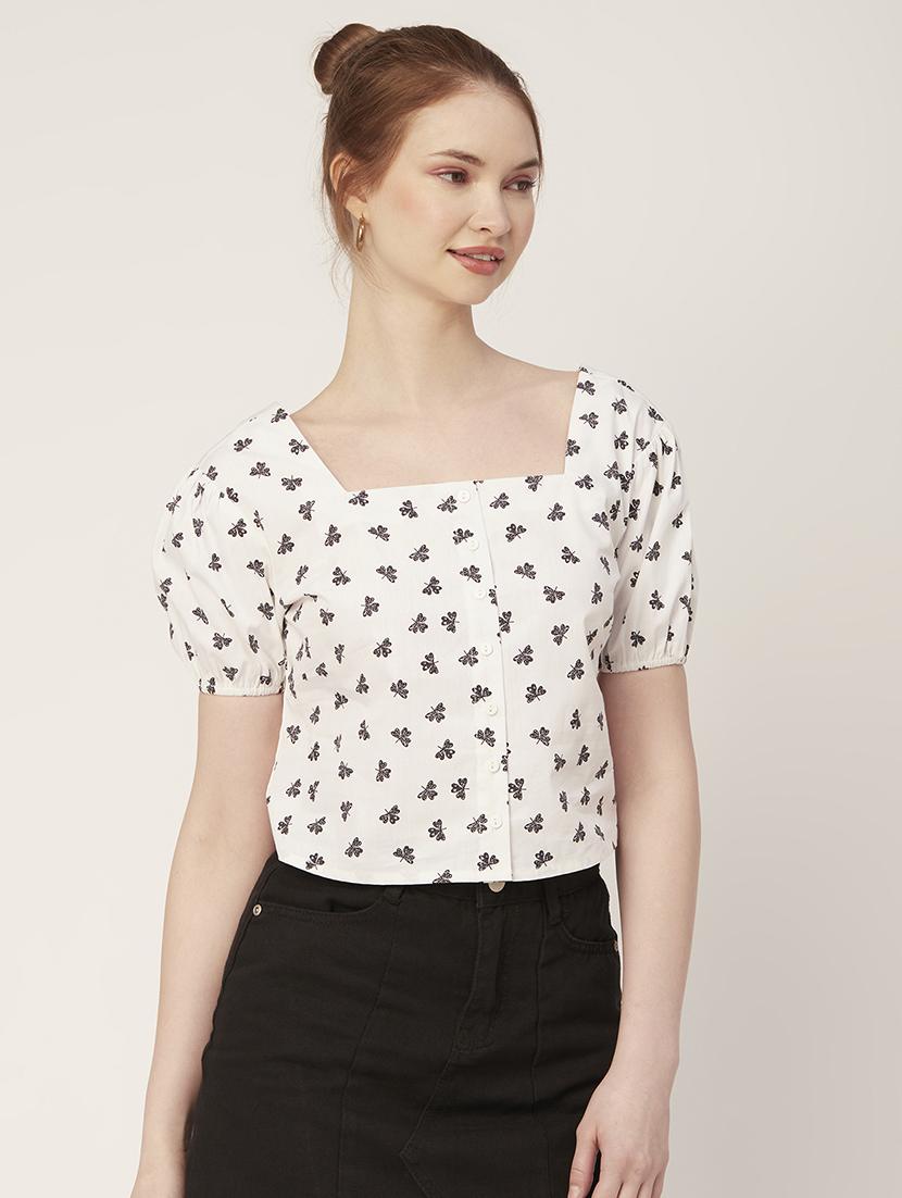 women's crop square neck top - 20149006 - Standard Image - 2