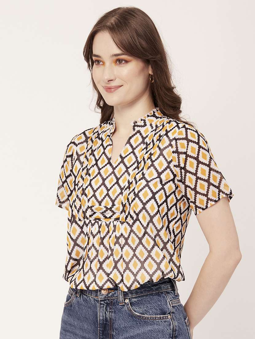 women's straight mandarin neck top - 20149013 -  Standard Image - 2