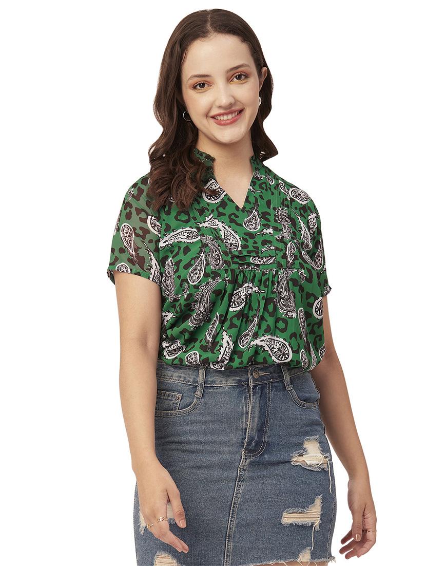 women's straight mandarin neck top - 20149014 - Zoom Image - 0