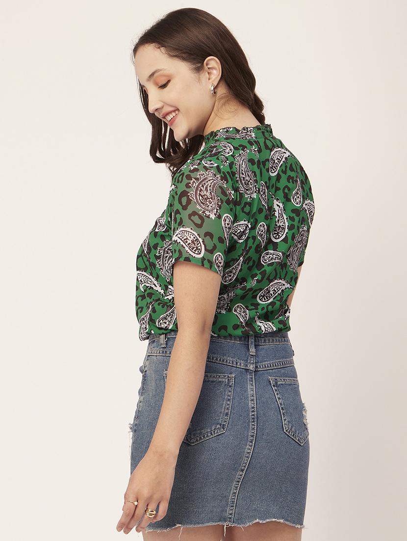 women's straight mandarin neck top - 20149014 - Standard Image - 2