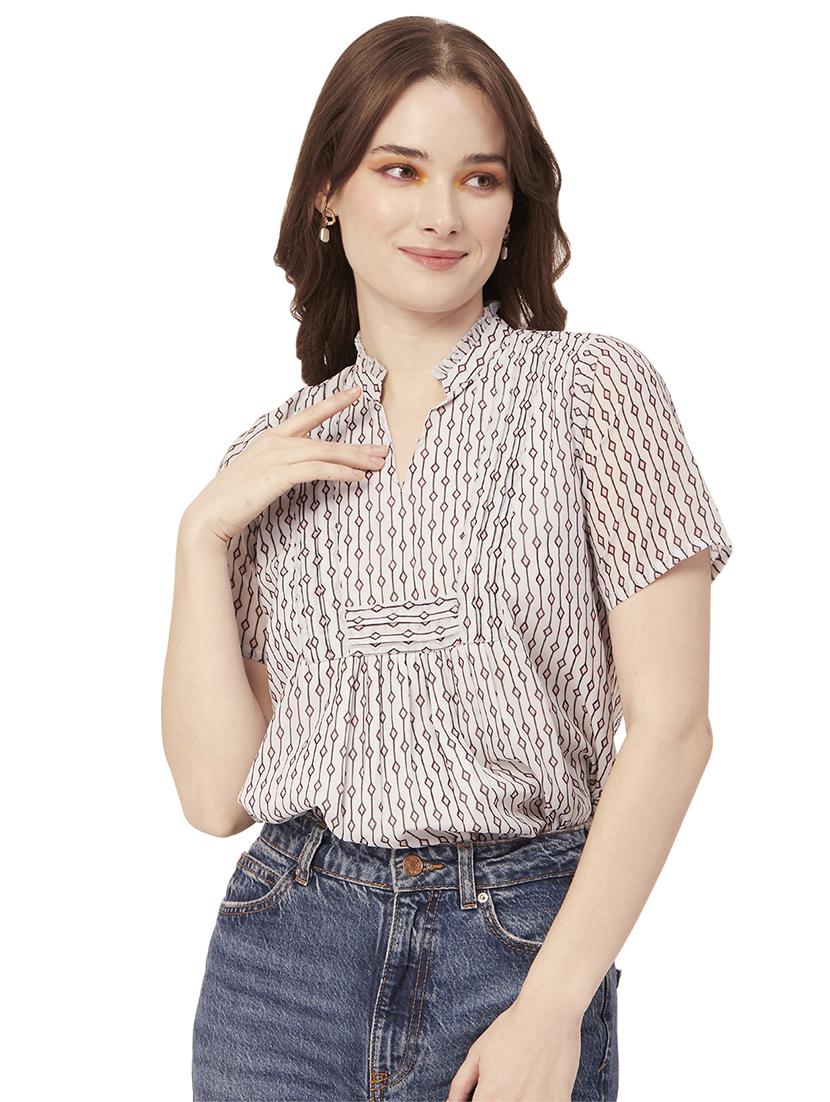 women's a line mandarin neck top - 20149015 -  Zoom Image - 0