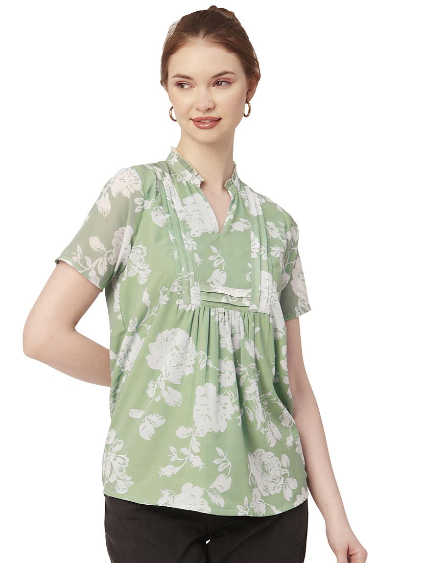 women's straight mandarin neck top - 20149016 -  Zoom Image - 0