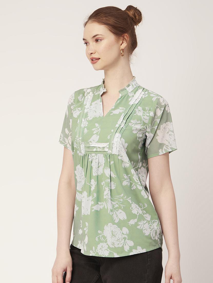 women's straight mandarin neck top - 20149016 - Standard Image - 2